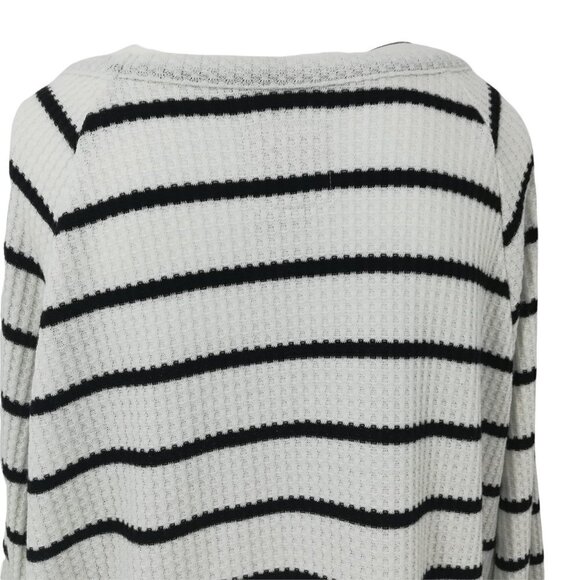 Chaser Waffle Knit Long Sleeve Shirt Size L Oversized Stripe Drawstring Waist - Picture 9 of 12